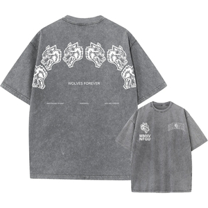 Camisetas lavadas con ácido para hombre de calidad superior, ligeras, de secado rápido, 100% algodón, Impresión de logotipo personalizado, ajuste de gran tamaño, OEM sólido - Product Image 1