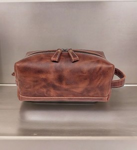 Neceser de lujo de gran capacidad hecho a mano, bolso de cuero genuino personalizable para hombres y mujeres, estilo de moda, Cosméticos de viaje con cremallera - Product Image 2