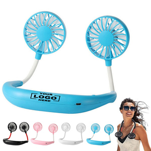 Ventilador de Cuello Colgante de Plástico Personalizado, Regalo Promocional, Manos Libres, Recargable por USB, <span class=keywords><strong>3</strong></span> Velocidades, Ventilador Deportivo Portátil para el Cuello - Product Image 1