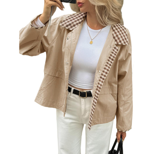 Hot Selling Women's Jacket Breathable Cotton <b>Canvas</b> <b>Plain</b> Dyed and Windproof Direct from Raw Processing OEM - Product Image 6