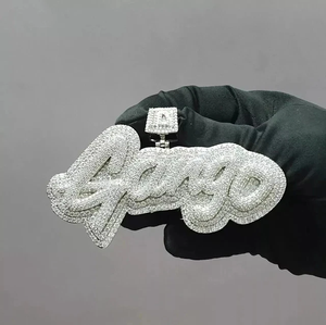 Pendentif en moissanite véritable plaqué or blanc 14 carats 3Ct magnifiquement conçu pendentif pour homme nom personnalisable pendentifs breloques - Product Image 2