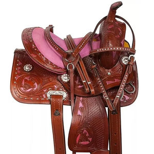 Sillín occidental de caballo de cuero genuino de calidad superior para carreras de barriles y equitación - Product Image 1