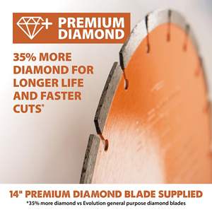 Sierra Eléctrica de Diamante de 14 Pulgadas con Motor de Alto Torque, Profundidad de Corte de 5-1/8 Pulgadas, Encendido/Apagado Automático, Supresión de Polvo, Sin Gasolina, Bajo Mantenimiento - Product Image 2