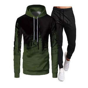 100% coton respirant survêtements Sublimation imprimé survêtements à capuche Design élégant en gros 2 pièces ensemble - Product Image 3