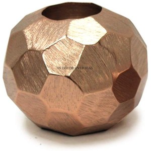 La Mayoría de lujo Diseñador único Chapado en oro Textura martillada Aspecto atractivo Metal Forma redonda Florero en precio competitivo - Product Image 4