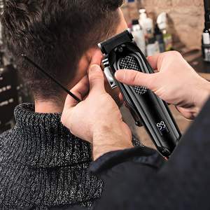 Tondeuse à cheveux sans fil étanche IPX7 pour hommes, lame en acier inoxydable, kit de toilettage pour barbe avec écran LCD - Product Image 1