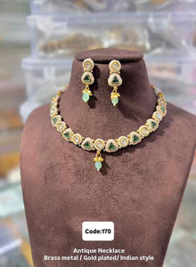 Premium Antique Bridal Necklace <b>Set</b> with Earrings Heavy Design Jewelry for Women in High Global Demand from <b>Indian</b> Makers - Product Image 3