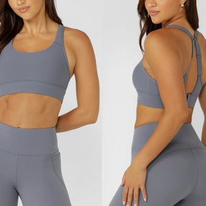 Customizable Lightweight Breathable Running Sports Bra High Quality Removable Pads XL Yoga Racerback Vest with Front Logo - Product Image 4