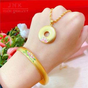 Việt Nam Vàng Cổ Di Sản Vòng Đeo Tay Vàng Hoa Sen Vòng Đeo Tay Và Vòng Cổ Thiết Lập Vòng Đeo Tay Đơn Giản Bangle Đồ Trang Sức Không Phai - Product Image 4