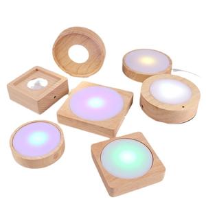 Base lumineuse LED en bois massif chargeant rond carré acrylique lumière sous-<span class=keywords><strong>verre</strong></span> <span class=keywords><strong>verre</strong></span> à vin support inférieur atmosphère veilleuse - Product Image 2