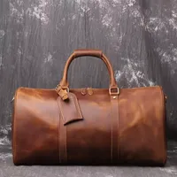 Bolsos de cuero genuino para viaje, bolsas de cuero de alta calidad, casuales, a la moda, para weekender duffle