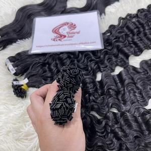 ต่อผมปลายแบนเวอร์จินเวียดนามดิบผมขายส่งคู่วาดพม่าหยิกต่อผมมนุษย์ - Product Image 1
