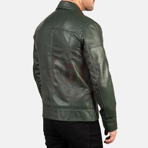 Wholesale Genuine Leather <b>Jacket</b> Men's Winter Stand Collar Front Logo <b>Heated</b> Breathable Customizable - Product Image 4