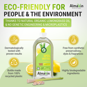 AlmaWin Brand Organic Export <b>Dishwashing</b> Liquid With Lemongrass Scent 500ml Powerful <b>Dishwashing</b> Organic <b>Detergent</b> - Product Image 3