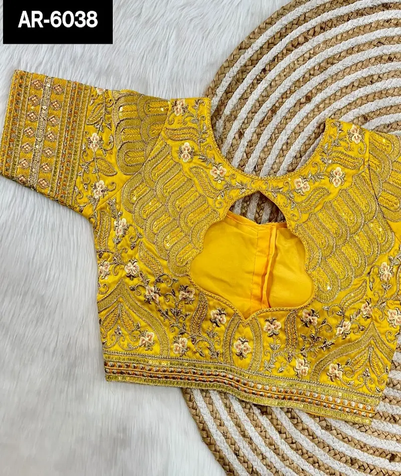Indiase Etnische En Traditionele Klaar Om Te Dragen Gouden Zari Met Regenboog Sequentie Zware Borduurwerk Werk Blouse Voor Sari En Lehenga