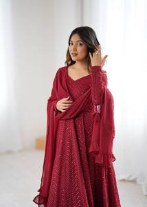 LANZAMIENTO NUEVO DISEÑADOR ANARKALI VESTIDO REVERSER TODAS LAS TEMPORADAS FIESTA LONA PATTA con DUPPTA SET HEAVY FAUX GEORGETTE - Product Image 5