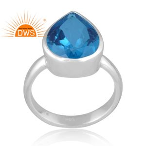 Meilleure vente Doublet en argent sterling fin Topaze bleue suisse Bague empilable en quartz avec pierres précieuses Fabricant de bijoux personnalisé - Product Image 2