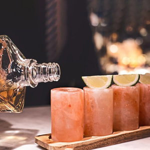 Vaso de chupito de sal de roca rosa del Himalaya, 4 Uds., vaso de tequila Natural, arte de estilo de imitación antiguo de alta calidad, coleccionable personalizable - Product Image 3