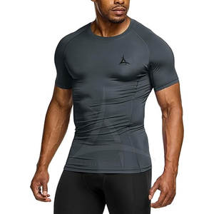 T-shirt de compression pour homme, coupe classique, athlétique, manches courtes, écologique, respirant, en élasthanne/polyester, séchage rapide pour - Product Image 1