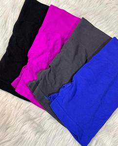 Pantalon de Yoga Taille Haute Personnalisable avec Taille Élastique Short de Sport en Nylon et Spandex à Motif Solide pour Femmes - Product Image 1