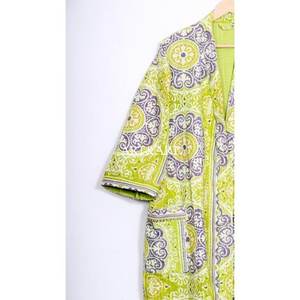 Chaqueta Kimono de Algodón Kantha Hecha a Mano, la Más Vendida, para Mujer, con Estampado de Motivos Verdes, Cuello en V, Cierre con Cordón, Transpirable, Tipo Bata - Product Image 4