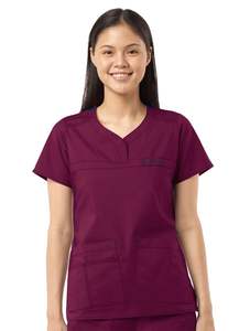 Belleza de las mujeres Poliéster Spandex Algodón Nylon Médico Enfermera Conjuntos Dobladillo curvo Contraste Túnica Salón Spa Uniformes - Product Image 3