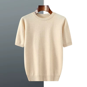 2025 primavera hombres cuello redondo 100% algodón transpirable secado rápido ajuste Regular patrón geométrico Camiseta de manga corta - Product Image 3