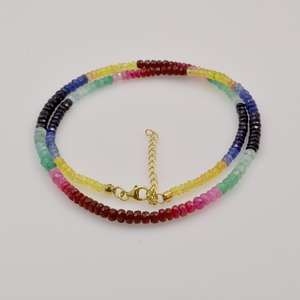 Naturel Multi Émeraude Rubis Saphir Facettes Rondelle Gemme Perlé Collier Ras Du Cou Fine Jewelry Pour Les Femmes Dans Le Prix De Gros - Product Image 5