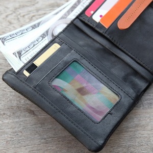 Cartera Corta de Negocios de Cuero Negro Genuino para Hombre, Hecha a Mano, Gran Capacidad, Diseño Elegante Real, Forro de Poliéster - Product Image 2