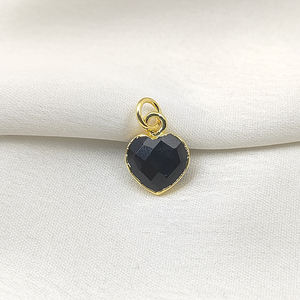 925 Sterling Silver Tiny Black Onyx Heart Briolette Gemstone Pendentif Facettes DIY Galvanisé Fine Jewelry for Charms Pendentifs - Product Image 1