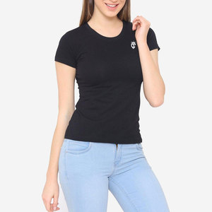 La mejor Fabricación de camisetas ecológicas para mujer, V bordado con cuello en jersey de poliéster de secado rápido, venta al por mayor de seda vaquera - Product Image 2