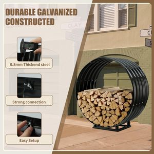 ODM Corrugated Galvanized Steel Heavy-Duty <b>Firewood</b> Rack <b>Indoor</b>/Outdoor <b>Storage</b> Log Holder for Home & Garden Planter Included - Product Image 4