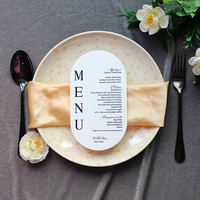 Tarjeta de Menú de Boda Ovalada Simple, Invitación de Boda Personalizada con Estampado en Negro, Menú para Baby Shower