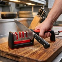 Aiguiseur de couteaux de cuisine manuel à 3 étapes avec base antidérapante |   Outil d'affûtage professionnel |   Outils de cuisine en gros OEM