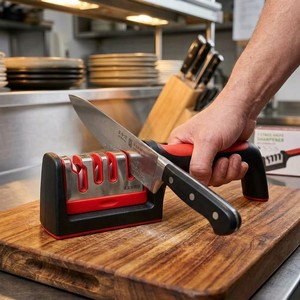 Affilacoltelli da Cucina Manuale a 3 Fasi con Base Antiscivolo |   Strumento <span class=keywords><strong>Professionale</strong></span> per Affilatura |   Utensili da Cucina OEM all'Ingrosso - Product Image 5