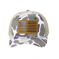 Topi Camo bordir tambalan kulit USA disesuaikan satu sesuai untuk semua kinerja bisnis layar pancing katun poliester