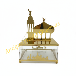 Vaisselle de luxe d'inspiration islamique avec silhouette de mosquée et de minaret, ornée de accents de croissant de lune pour une présentation festive - Product Image 4