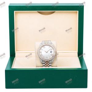 Nouveau lancement deux tons argent et acier inoxydable rose avec Moissanite romaine Diamond Dial Bezel Watcheless Elegance Luxury - Product Image 5