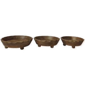 Modern Style Round Mango Wood Bowl with Legs Natural Small Medium <b>Large</b> for Kitchen Accessories Serving Candle Making <b>Lantern</b> - Product Image 1