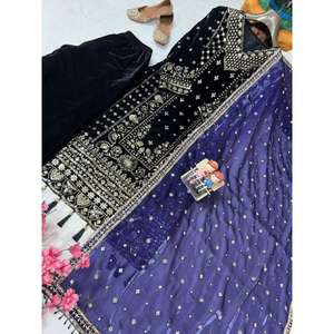 Salwar Kameez de Terciopelo Premium para Mujer con Diseño Largo, Dupatta de Seda Jimmi Chuu, Secado Rápido, Ideal para Fiestas, Largo hasta la Rodilla - Product Image 6