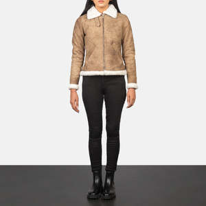 <b>Suede</b> Windproof Reversible Brown <b>Leather</b> Bomber <b>Jacket</b> with Custom Logo-Autumn Quilted-Fur Trimmed - Product Image 3
