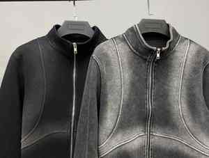 Chaqueta con Cremallera Gruesa Personalizada, Chaqueta de Otoño para Hombre, Cardigan con Lavado Ácido, Sudadera Corta con Cuello Alto, Sudadera con Capucha Cortavientos para Hombre - Product Image 3