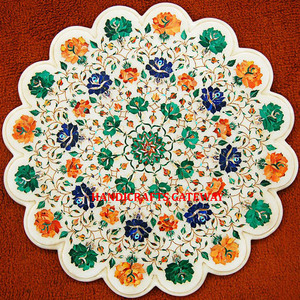 Excellent <b>Round</b> Shape <b>White</b> <b>Marble</b> Inlay <b>Table</b> Top Elegant Home & Hotel <b>Marble</b> Inlay <b>Table</b> Top for Buyer in Very Best Price Tops - Product Image 1