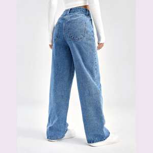 Jeans de mujer Pantalón de mezclilla Bolsillo lateral Cremallera Fly Regular Fit Cintura alta larga Bleach Dark Wash Bootcut Flare Leg Girls Jeans BD - Product Image 5