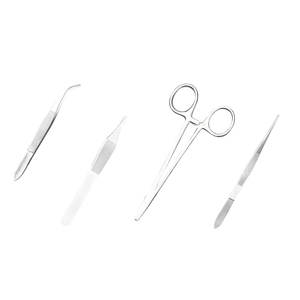 Ensemble de 12 instruments de chirurgie mineure en acier inoxydable argenté, approuvé CE ISO, kit chirurgical manuel réutilisable pour la chirurgie générale - Product Image 3