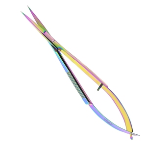 Ciseaux droits en acier inoxydable à 5 ressorts pour la taille des sourcils, des cils et la broderie, certifiés CE - Product Image 1