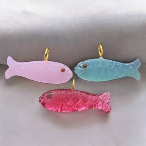 Iolite Quartz Fish Carved 5mm Loop Gold Plated Silver Charm Gemstone 21x11mm Fish Carving <b>Pendant</b> Iolite Quartz Charms Suppliers - Product Image 5