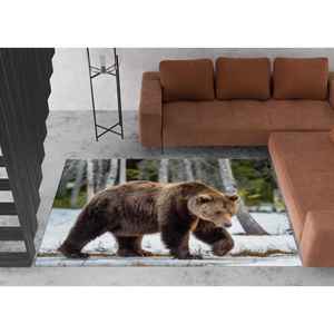 Tapis Ours Brun Imprimé 3D, Tapis Doux Non Tissé Motif Animal Sauvage pour Loft - Product Image 3