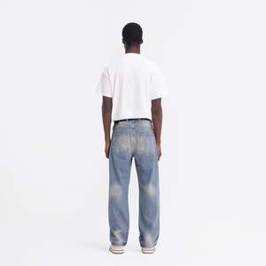 Baggy Denim Jeans pour hommes jambe large coupe ample Streetwear Blue Rock Dirt Cachemire confortable Durable Style décontracté - Product Image 3