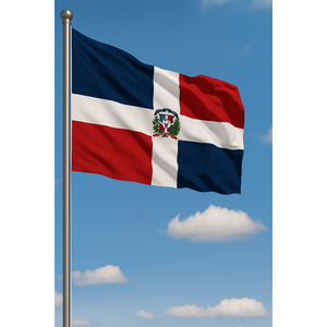 Bandera Personalizada de República Dominicana para Exteriores con Técnicas de Impresión Digital en Aluminio, Algodón, Poliéster, Seda, para Exhibición en Seguros Automotrices - Product Image 3